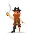 Ship sailor or old pirate with saber. Carnival costume props. Party adventure. Piracy icon isolated on white background