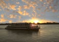 The ship sails along the river Volga. Astrakhan. Russia. Royalty Free Stock Photo