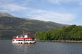 The ship sails on the lake Ioannina Royalty Free Stock Photo