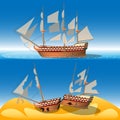 Ship at sea and shipwreck Royalty Free Stock Photo