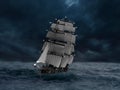 Ship in a sea storm