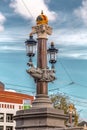 Ship shaped lamppost on the Blauwbrug, Amsterdam, NL Royalty Free Stock Photo