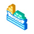 Ship shipping containers isometric icon vector illustration