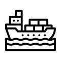 Ship shipping containers line icon vector illustration