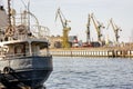 Ship and shipyard cranes Royalty Free Stock Photo