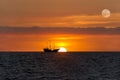 Ship Silhouette Sunset Royalty Free Stock Photo
