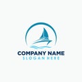 ship simple logo design template, holiday and beach logo concept Royalty Free Stock Photo