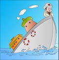 Ship Sinking with Captain, illustration