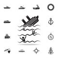 the ship is sinking icon. Detailed set of ship icons. Premium graphic design. One of the collection icons for websites, web design