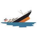 Ship Sinking vector illustration isolated on a white in EPS10 Royalty Free Stock Photo