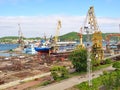 Ship on slipway. Nakhodka Shipyard