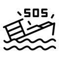 Ship sos icon outline vector. Emergency call