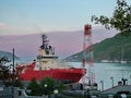 A ship in St. John`s Harbour, Newfoundland, Canada. Royalty Free Stock Photo