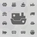 Ship, steamboat, steamship, vessel icon. Simple set of transport icons. One of the collection for websites, web design, mobile app