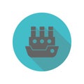 Ship, steamboat, steamship, vessel long shadow icon. Simple glyph, flat vector of transport icons for ui and ux, website or mobile