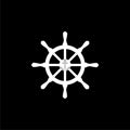 Ship steering wheel, anchor icon isolated on black background