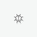 Ship steering wheel with anchor inside icon sticker isolated on gray background Royalty Free Stock Photo