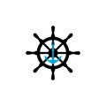 Ship steering wheel and anchor navigation symbol Royalty Free Stock Photo