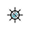 Ship steering wheel and anchor navigation symbol Royalty Free Stock Photo