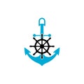 Ship steering wheel and anchor navigation symbol Royalty Free Stock Photo