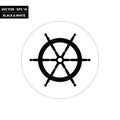 Ship steering wheel black and white flat icon Royalty Free Stock Photo