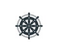 ship steering wheel chain nautical maritime sail boat theme vector logo design Royalty Free Stock Photo