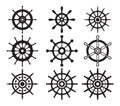 Ship steering wheel, Helm Anchor vector icon, Steer icon vector