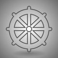 Ship steering wheel icon. Captain rudder sign. Sailing symbol. Linear outline icon.