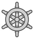 Ship steering wheel icon. Nautical course control symbol