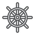 Ship Steering Wheel line icon, navigator