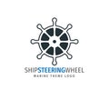 ship steering wheel nautical maritime sail boat theme vector logo design Royalty Free Stock Photo