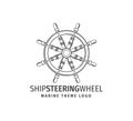 ship steering wheel nautical maritime sail boat theme vector logo design Royalty Free Stock Photo