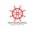 ship steering wheel nautical maritime sail boat theme vector logo design Royalty Free Stock Photo