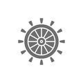 Ship steering wheel, rudder, helm grey icon.