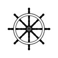 Ship Steering Wheel Silhouette. Black and White Icon Design Element on Isolated White Background Royalty Free Stock Photo