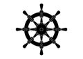 Ship Steering Wheel Silhouette Vector Flat Design Isolated on White Background. Black and White Ship Steering Wheel Royalty Free Stock Photo