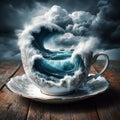 2 ship2 in a storm and rough seas in a teacup Royalty Free Stock Photo