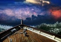 Ship in a stormy sea Royalty Free Stock Photo