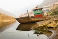 The Ship Stranding on Riverside Royalty Free Stock Photo