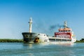 Ship on Sulina channel Royalty Free Stock Photo