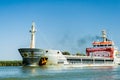 Ship on Sulina channel Royalty Free Stock Photo