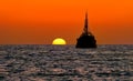 Ship Sunset Silhouette Royalty Free Stock Photo