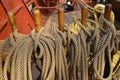 Ship tackles on the sailing vessel, a close up Royalty Free Stock Photo