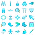 Ship things icons set, cartoon style Royalty Free Stock Photo