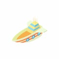 Ship with three illuminators icon, cartoon style Royalty Free Stock Photo