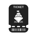 Ship ticket black vector. Tourist ticket for a cruise ship. Booking a ticket for travel. Sea, ocean ticket vector