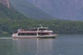 A ship with tourists on the picturesque Lake Hallstatter