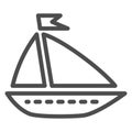 Ship toy line icon, summer concept, boat sign on white background, Toy sailing ship icon in outline style for mobile