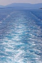 Ship trail in sea Corfu island