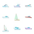 Ship transportation icons set, cartoon style Royalty Free Stock Photo